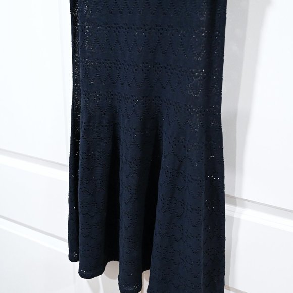 Andre Maurice Size Large Knit Fitted Dark Blue Dress | Size Large - Picture 7 of 14